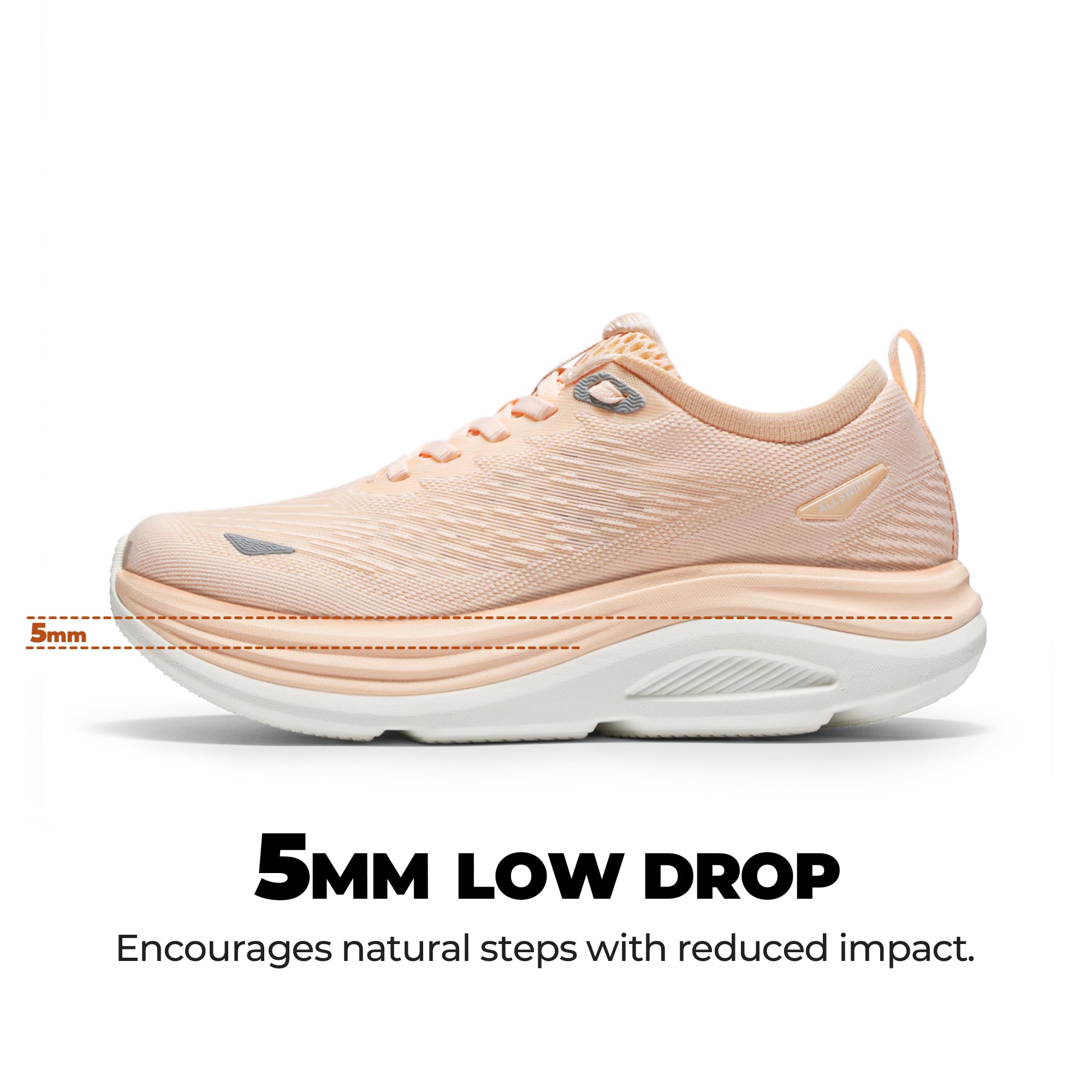 ALLSWIFIT Damskie buty do chodzenia, poduszka do biegania, tenisówki, antypoślizgowe, wygodne, oddychające, trening, siłownia, sport, sportowe, modne trampki, Koralowy róż, 40 EU