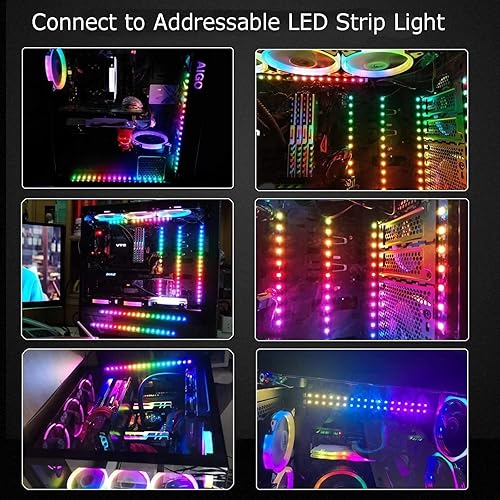 Miniatura 7 de Paquete de 2 cables de extensión ARGB de 11.8 pulgadas, divisor hembra a hembra, sincroniza ventiladores ARGB de PC y serie LED (5V 3 pines)