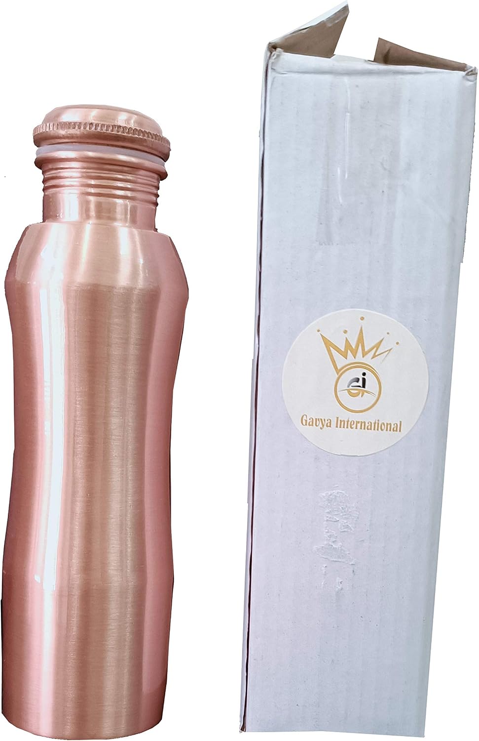 Gavya International Pure Copper Curve Water Bottle 34 Oz Ayurvedic Leak Proof Copper Vessel for Drinking Water Bottle Birthday Gift Diwali gift 1 liter - Image 5