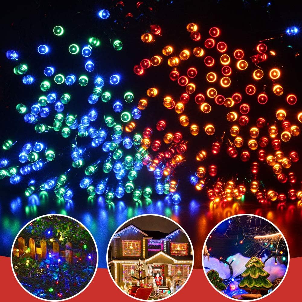 Tcamp 164Ft 500 LED Solar Christmas Lights Outdoor Waterproof with Remote Timer, 8 Modes Solar Powered Fairy String Lights for Christmas Tree Wedding Party Holiday Outdoor Indoor Decor (Multi-Color) - Image 2
