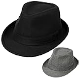 2 Pack Manhattan Fedora Hat for Men Gangster Trilby Vintage Felt Hat