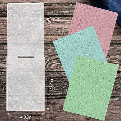 Miniatura 3 de Hying Carpeta de estampado de fondo con textura 3D con estampado de flores, plantilla de carpeta de plástico para hacer tarjetas, álbumes de