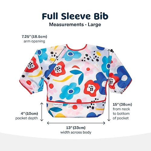 Miniatura 5 de Tiny Twinkle Babero de bebé a prueba de desorden, traje de babero de manga completa, babero impermeable para niños pequeños, lavable a máquina,