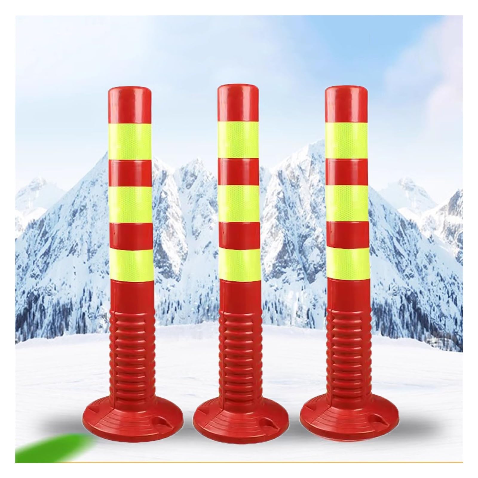 Bornes de stationnement, 3 cônes de signalisation, barrière de sécurité - Bornes de stationnement Flexibles en PVC avec Bande réfléchissante et boulons d'expansion pour la Gestion des foules