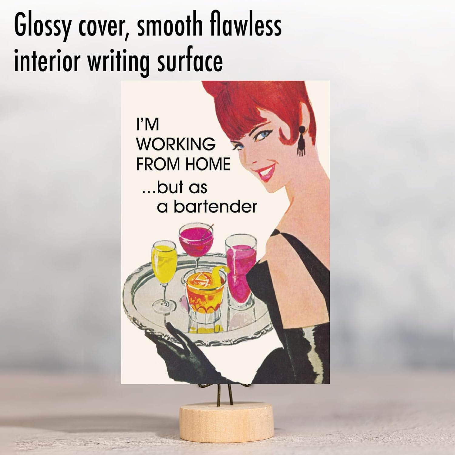NobleWorks - 1 Funny Retro Birthday Greeting Card - Women's Birthday Celebration Humor, Vintage Notecard - Working From Home C9595BDG image 3