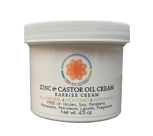 Crema de zinc y aceite de ricino - Crema de barrera no nano y no transgénico 4.5 oz