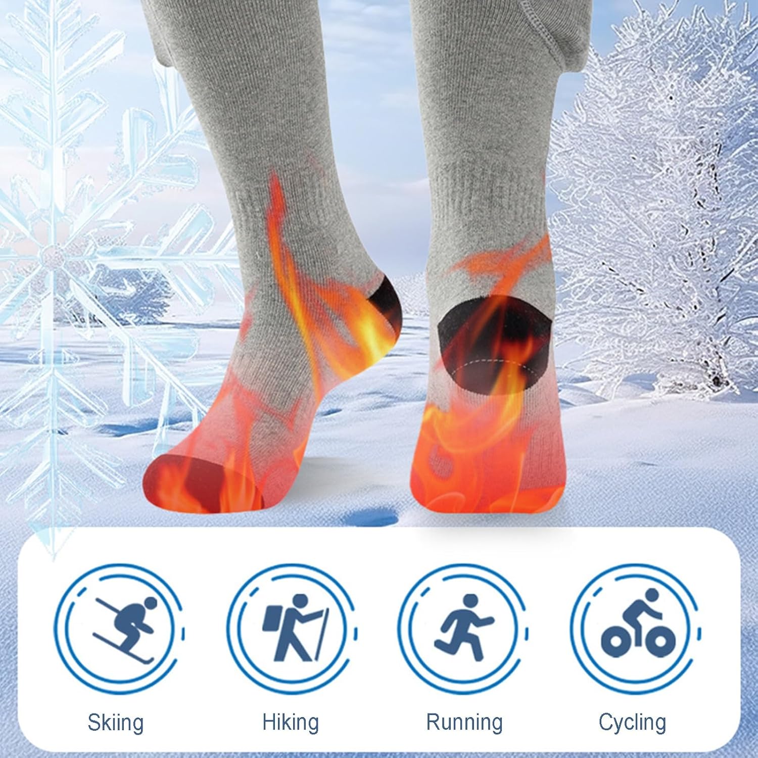 Heated Socks for Men Women,Rechargeable Heating Socks with 3 Heating Levels, 4000mAh Battery Powered, for Hunting Riding Camping Hiking Skiing, Outdoor Work