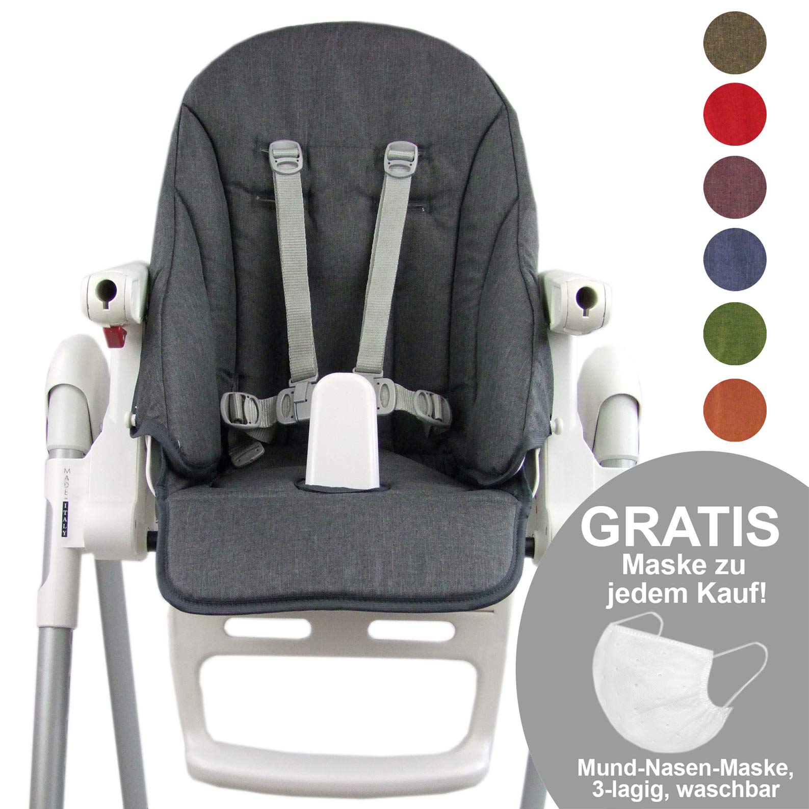 BBAMBINIWELT Funda de repuesto para cojín de asiento, funda para Peg Perego Zero3 y Siesta Meliert (verde jaspeado) XX