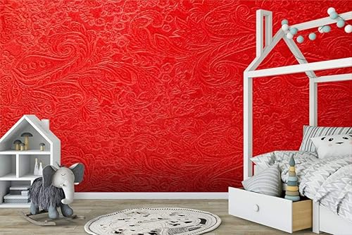 Miniatura 2 de Papel pintado 3D terciopelo rojo con estampado de cachemira Paisley Stock Imágenes libres de regalías Autoadhesivo Dormitorio Sala de estar