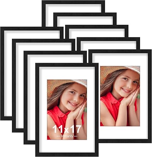 Vista 91 de Vittanly - Juego de 9 portarretratos, plexiglás resistente a rupturas, exhibe fotos de 12 x 12 pulgadas o, con paspartú, de 8 x 8 pulgadas, marcos