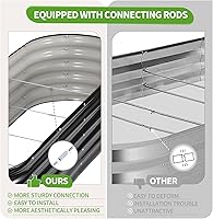 Vista 5 de Cama de jardín elevada galvanizada para exteriores, camas elevadas para jardinería, caja de maceta de metal, kit de cama de jardín elevada de acero