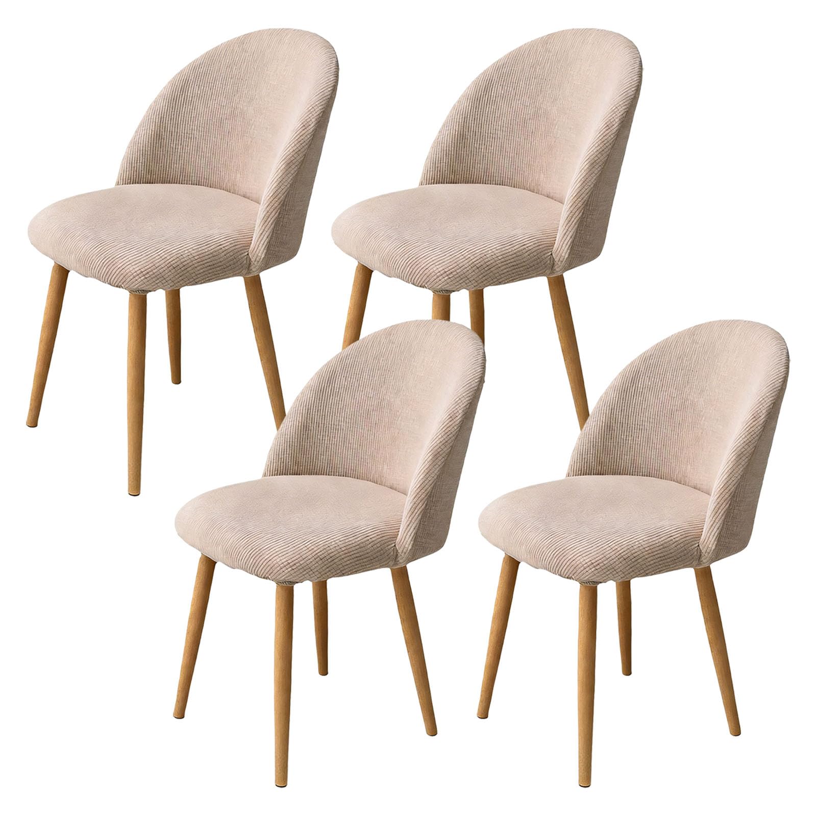 Fundas Sillas de Comedor con Respaldo Curvo, Pack 1/2/4 Funda para Silla Redonda A Cuadros, Funda para Sillas Elástica, Cubre Funda Protectora Sillas Lavables para Salón Oficina H 4 Pieces