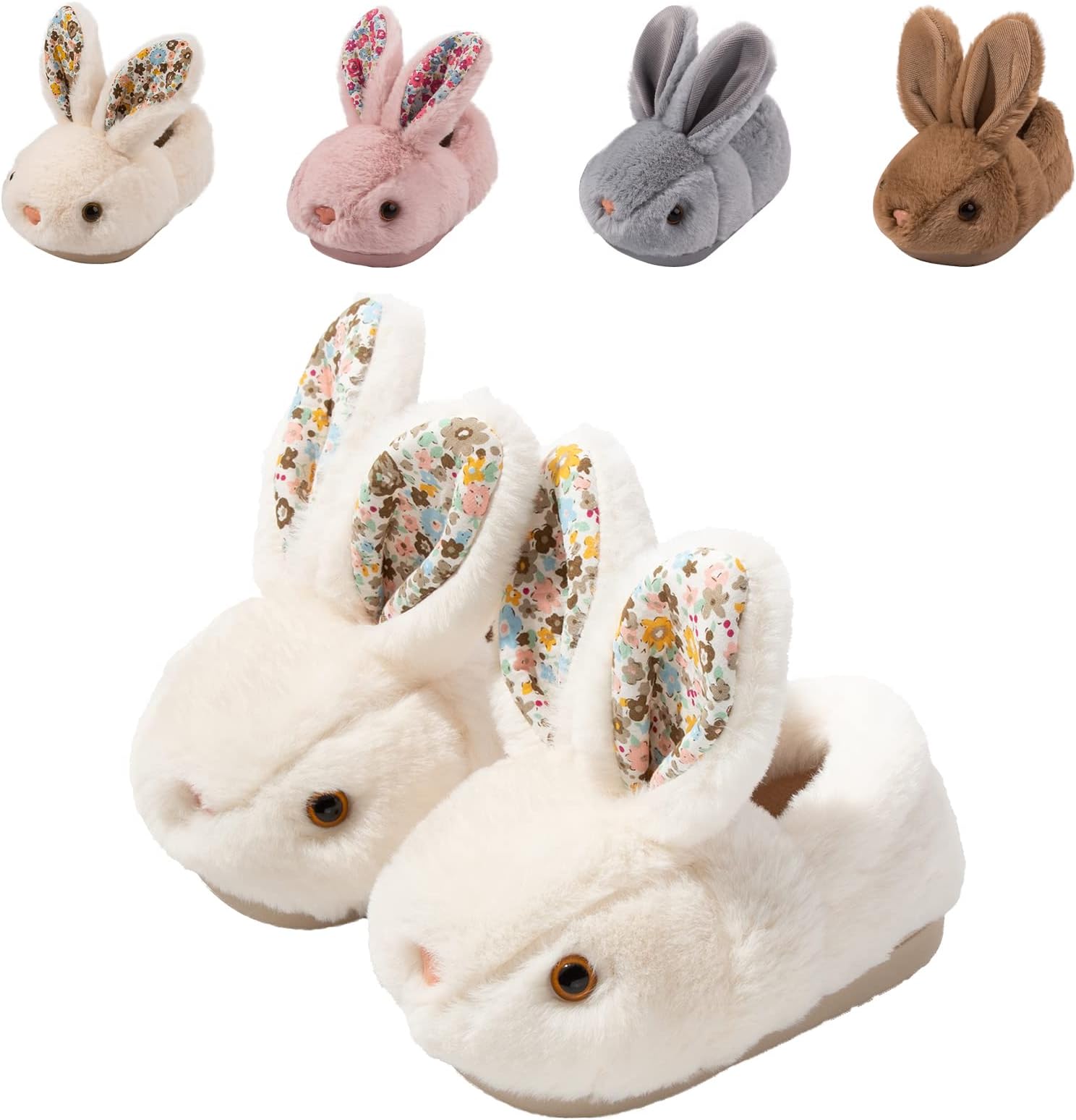 Kids Bunny Slippers - Cute Plush Winter Warm House Shoes Anti-Slip Rabbit Slippers for Toddler Boys & Girls