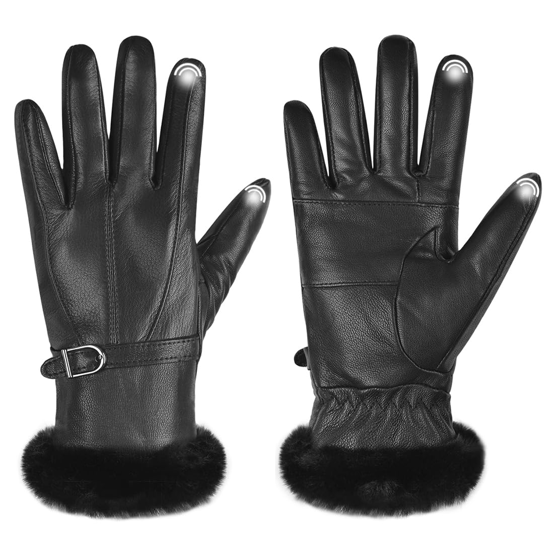 Harssidanzar Damen Lederhandschuhe Winter Thermo handschuhe Kleid Lederhandschuhe Fell gefüttert für kaltes Wetter SL022EU