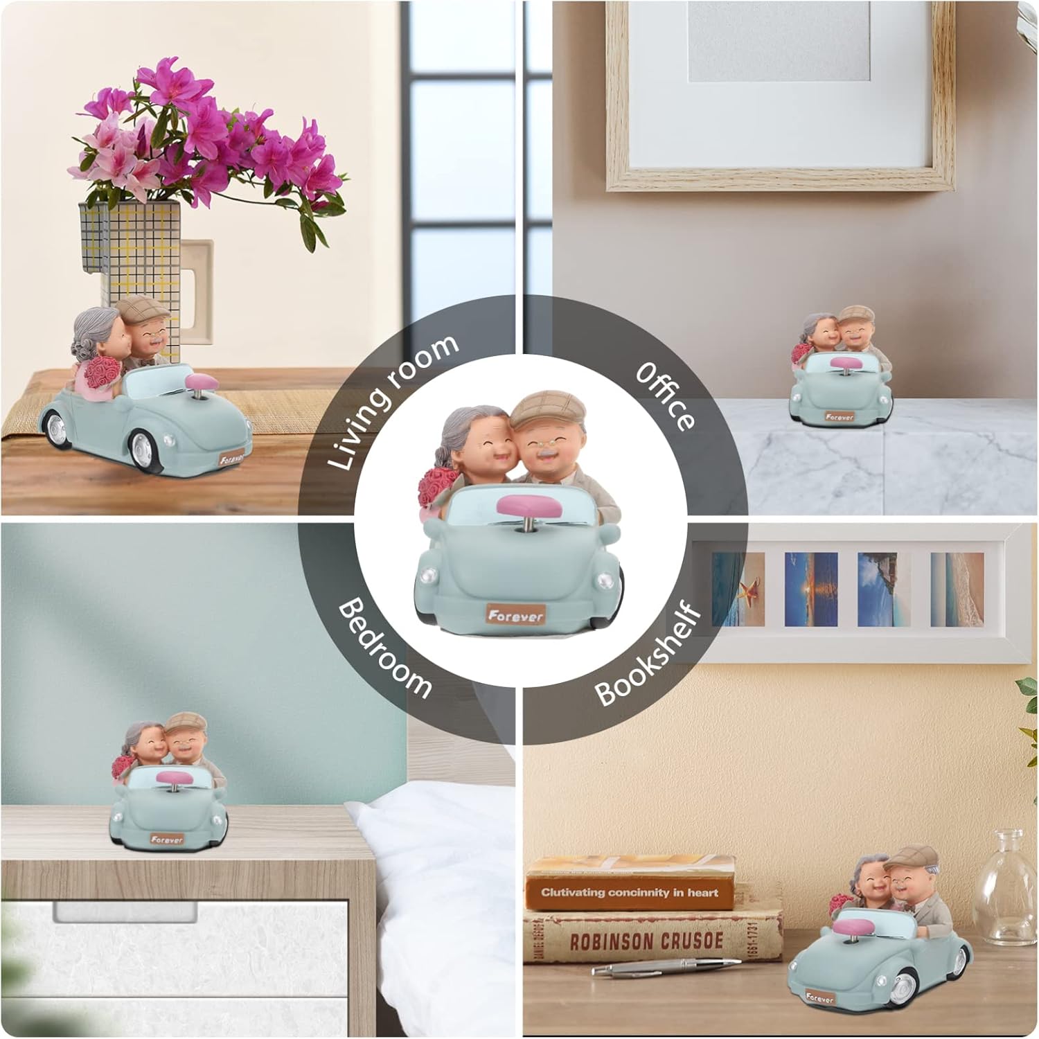 IMIKEYA Love Couple Figurines: Love Sculpture Elderly Couple Sculpture Anniversary Statue Resin Collectible for Valentines Christmas Wedding Desktop Decor
