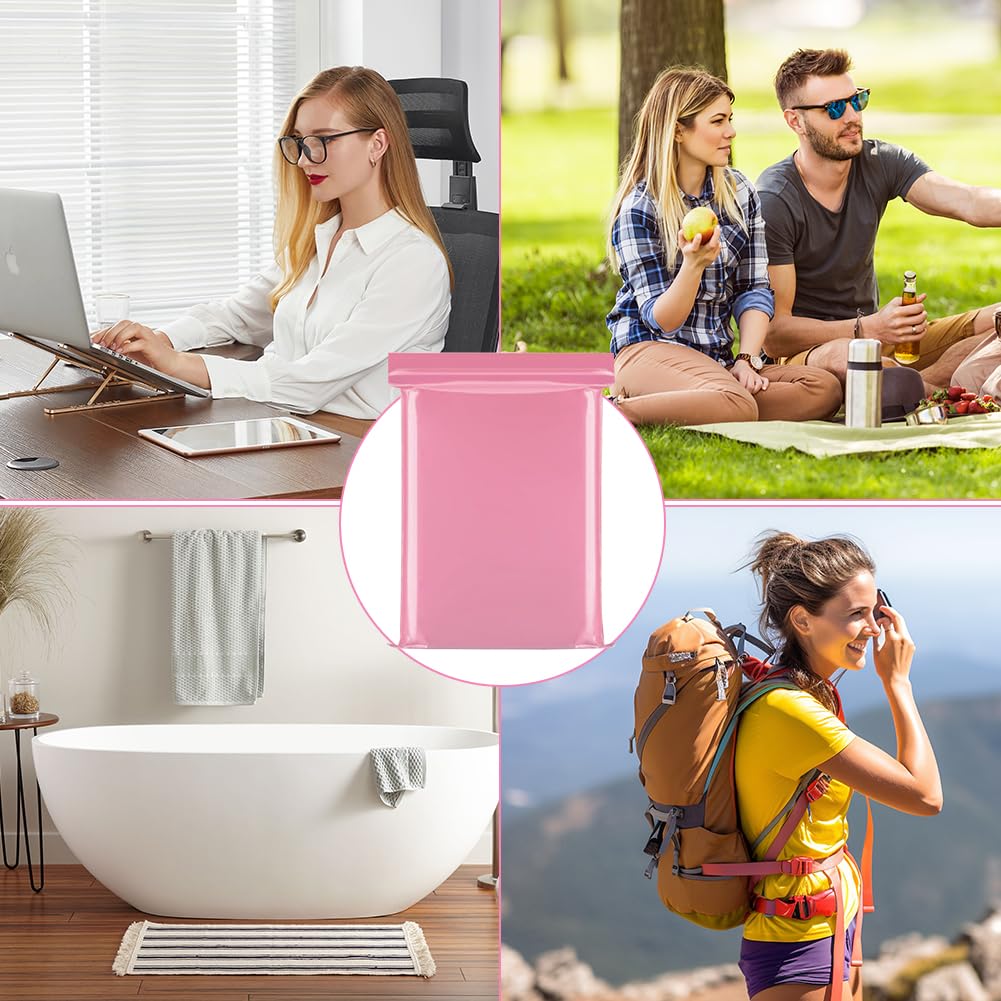200 bolsas higiénicas para compresas sanitarias, 15 x 10 cm, bolsas de eliminación de tampo, bolsas higiénicas femeninas (rosa)