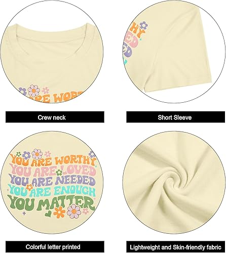Miniatura 6 de Camiseta con texto en inglés You Matter para mujer, camiseta inspiradora para la concienciación sobre la salud mental