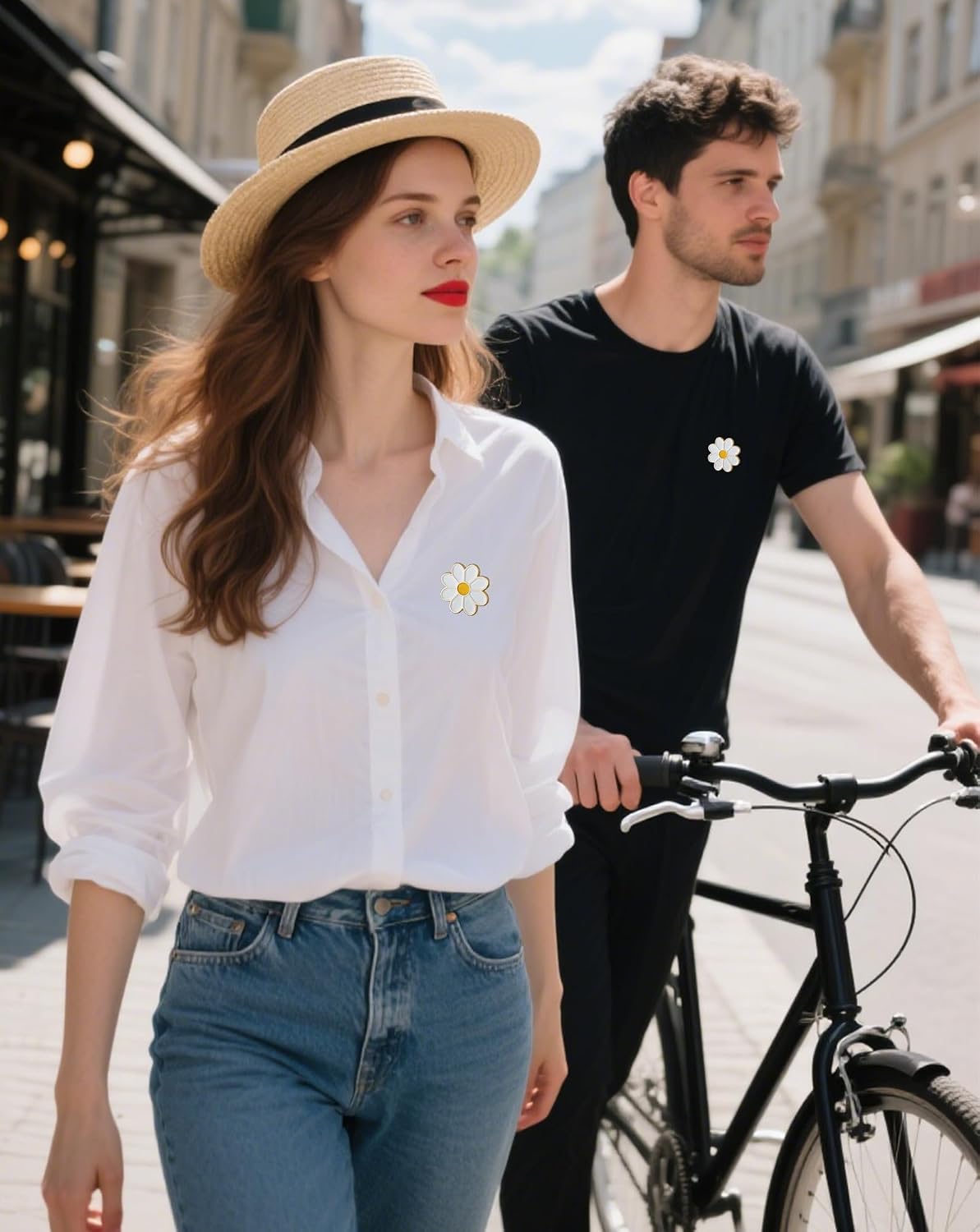 24 Pack Women Brooch Lapel Pins Novelty Sunflower Daisy Safety Push Pin Buckle for Shirt Hat Cardigan Sweater Decorate Tie Tacks Pin Back Clutch