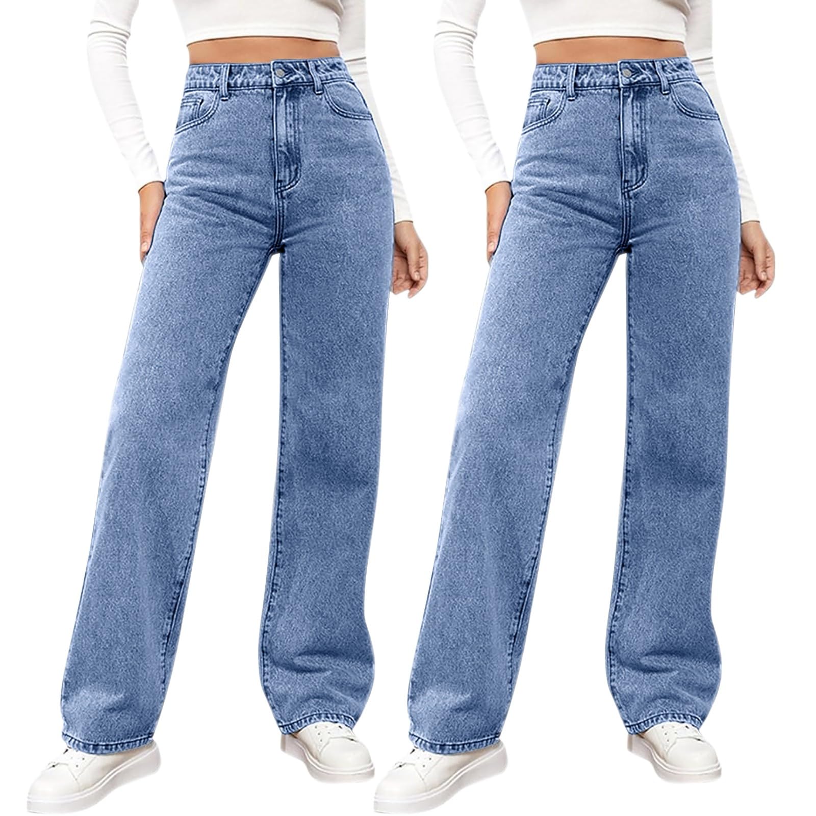 Jean Large Femme Ample Jambes Larges Extensible Et Confortable Jeans Elastique Décontracté Léger Trousers De Travail Fashion Contrôle du Ventre avec Poches Y2K pour Loisirs