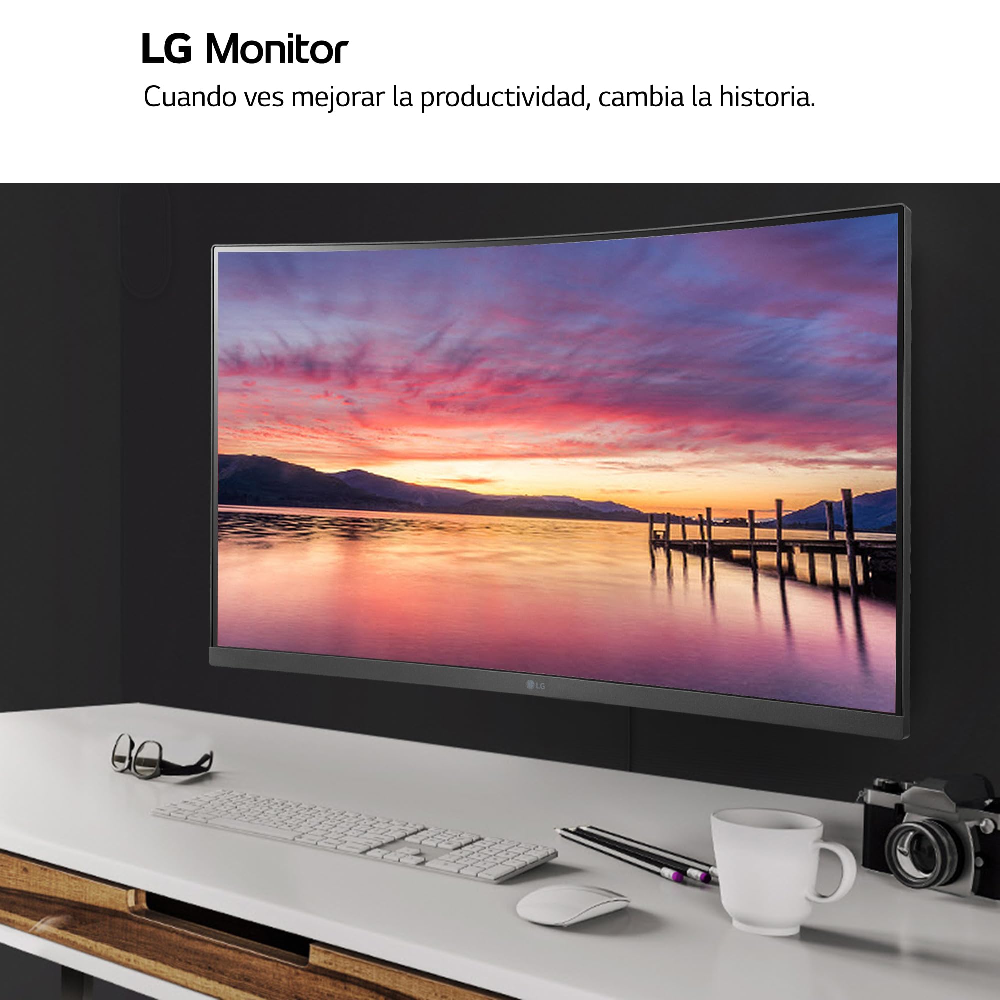 LG 32MR50C-B - Monitor Curvo 32", Panel VA FHD 1920x1080 16:9 1500R, 100 Hz, AMD FreeSync Premium, Super Resolution+, 2× HDMI, Clase E, Negro — view 8