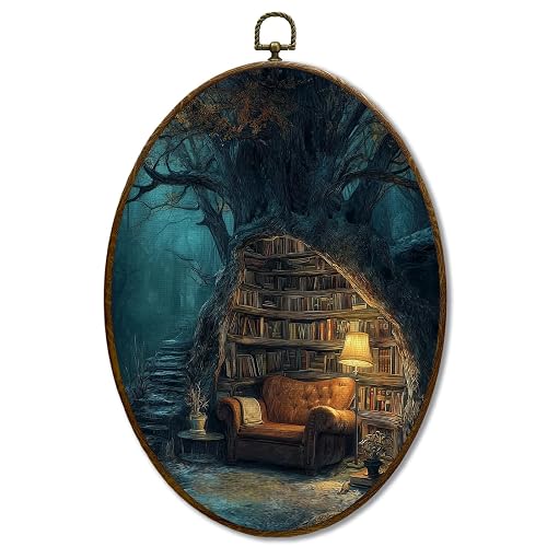 JQF Dark Moody Enchanted Forest Book Oval Wall Decor, Mystical