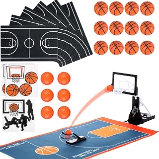 Soulchen 36 Pcs Basketball Party Table Decorations Basketball Table Centerpieces Kit Mini Balls Court Mats Player Silhouette Decor Easy-Assemble for Birthday Baby Shower Sport Party Supplies