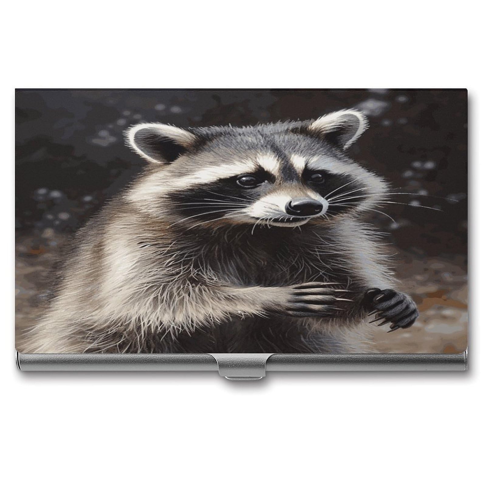 JTREHY Raccoon Business Card Case Convenient to Carry Business Card Dispenser Durable Not Prone to Wear And Tear Business Card Holder for Men & Women