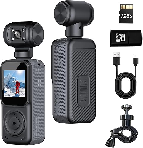 Cámara corporal 4K con lector de tarjetas SD, cámara de bolsillo, videocámara POV de bolsillo, cámara de video y audio para vlogging, 4K/30FPS con