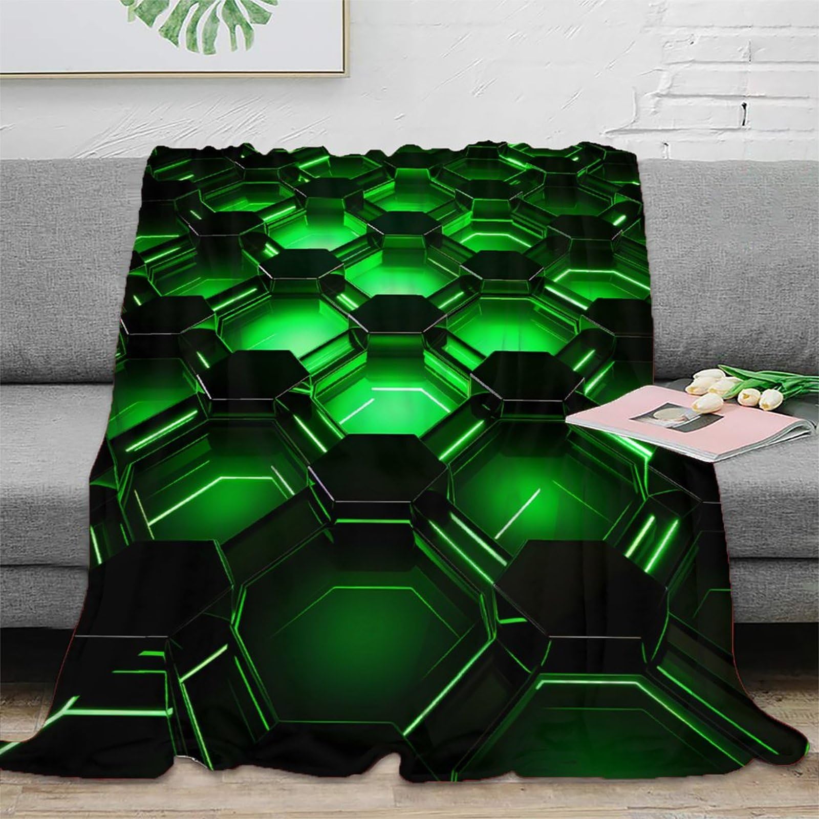 Plaid 3D Hexagon Lights grande couverture lit toutes saisons pour décoration locataire