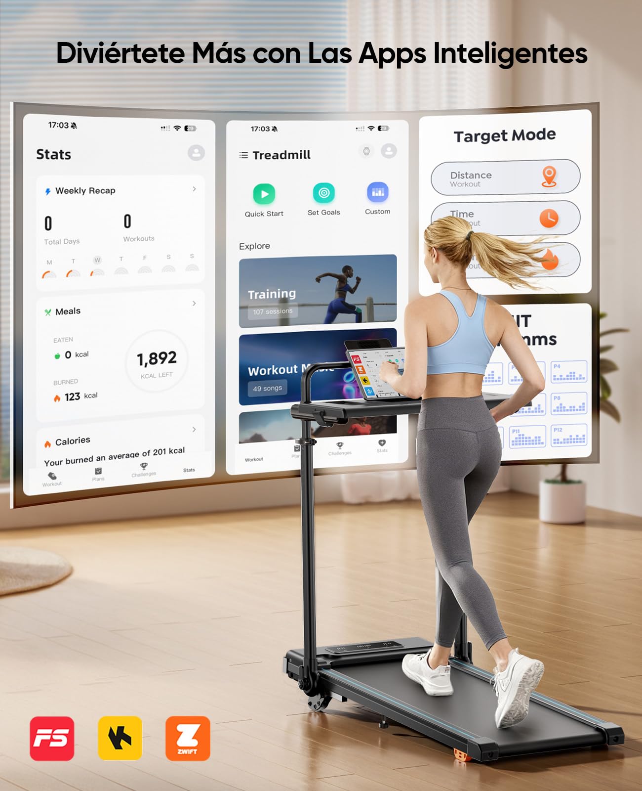 Cinta de Correr Plegable, 6 en 1 Cinta de Correr con Inclinación 3 Niveles, Motor 3.0 HP, Velocidad 1-12 km/h, Manillar Extensible 15 cm, Cinta de Andar con Cinta RGB, App, Carga 150 kg