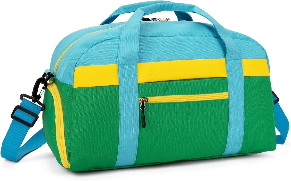 Small Kids Duffle Bag for Boys or Girls, 18" Length, Green | Fit Weekender, Sports Practice, or Overnight Travel