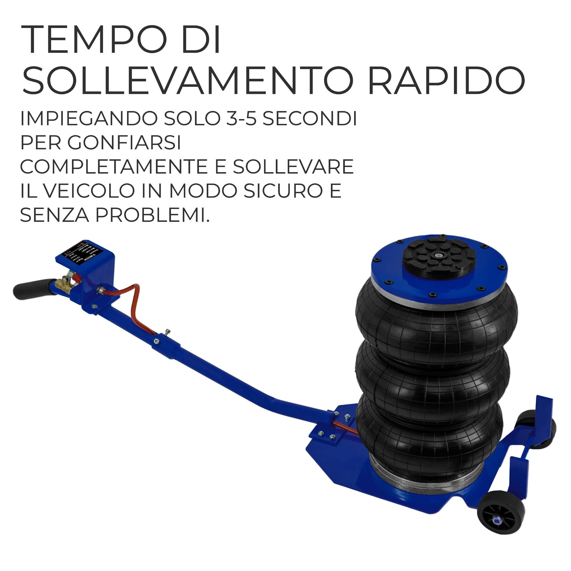 Cric Air Bag da 3,5 tonnellate - Capacità di sollevamento 7700 LBS - Sollevamento rapido in 3-5 secondi - Struttura robusta - Ideale per cambio gomme e riparazioni - Grip 16,5-40 cm