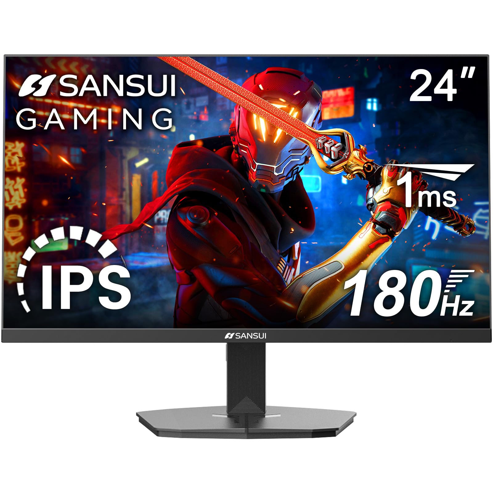 SANSUI 24 Inch Gaming Monitor 180Hz, DP 1.4 & HDMI 2.0 Ports IPS Panel High Refresh Rate Computer Monitor, Racing FPS RTS Modes, 1ms Response Time 110% sRGB (ES-G24F4, HDMI Cable Included)