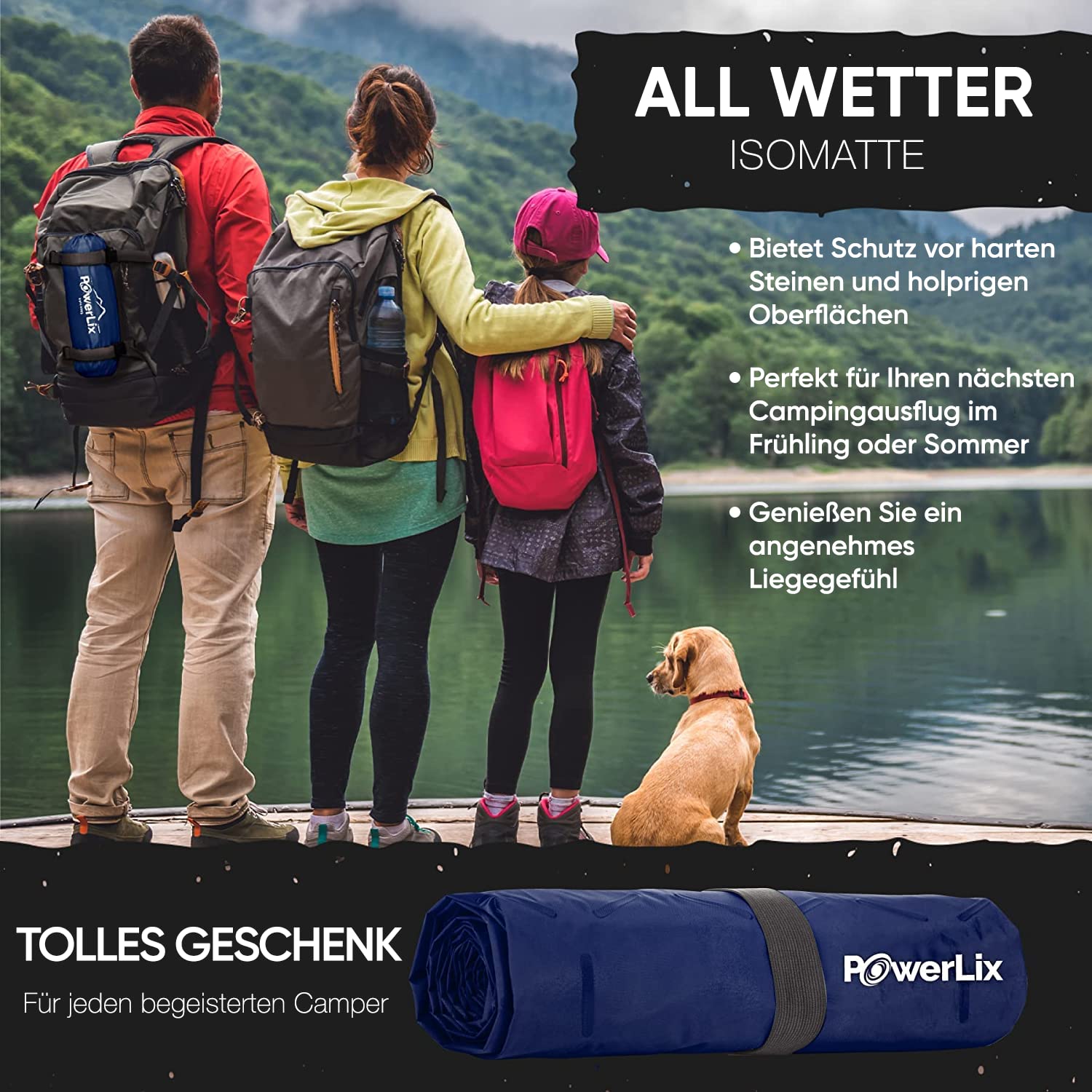 POWERLIX Camping Outdoor Luftmatratze - Ultraleichte Aufblasbare Isomatte, kompakte und leichte für Outdoor, Camping,Rucksackreisen, Wandern - Aufblassack, Tragetasche, Reparaturset