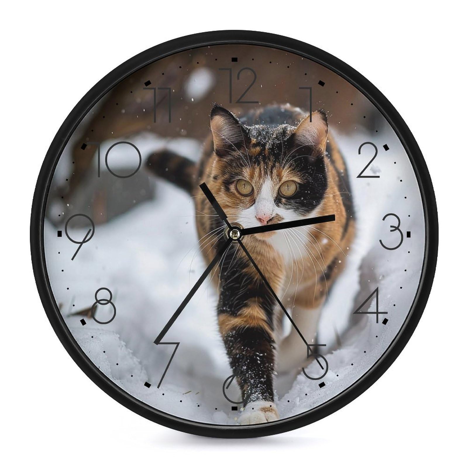 XOPEKVLAWM Wall Clock 10 Inch Non-Ticking Silent Modern Simple Style Round Decor Clocks Walking in Snow Clock Decorative Battery Operated Wall Clocks for Home Office Living Room Bedroom Kitchen