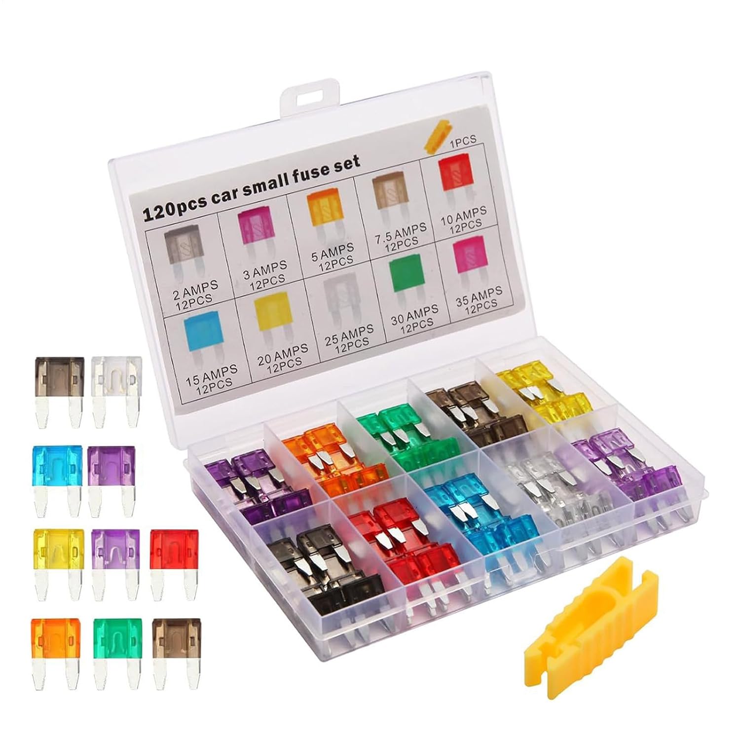 Car Fuses Assortment Kit,120-pieces RV Fuses Assortment | Automotive Modification Replacement Parts for Motorcycle Trailer SUV RV Marine Truck
