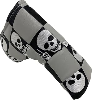 Golf Blade Putter Cover Headcover with Magnetic Closure, Synthetic Leather Golf Putter Covers fits for All Brand, Golf Club Covers Funny Skull Gift for Men Golfer