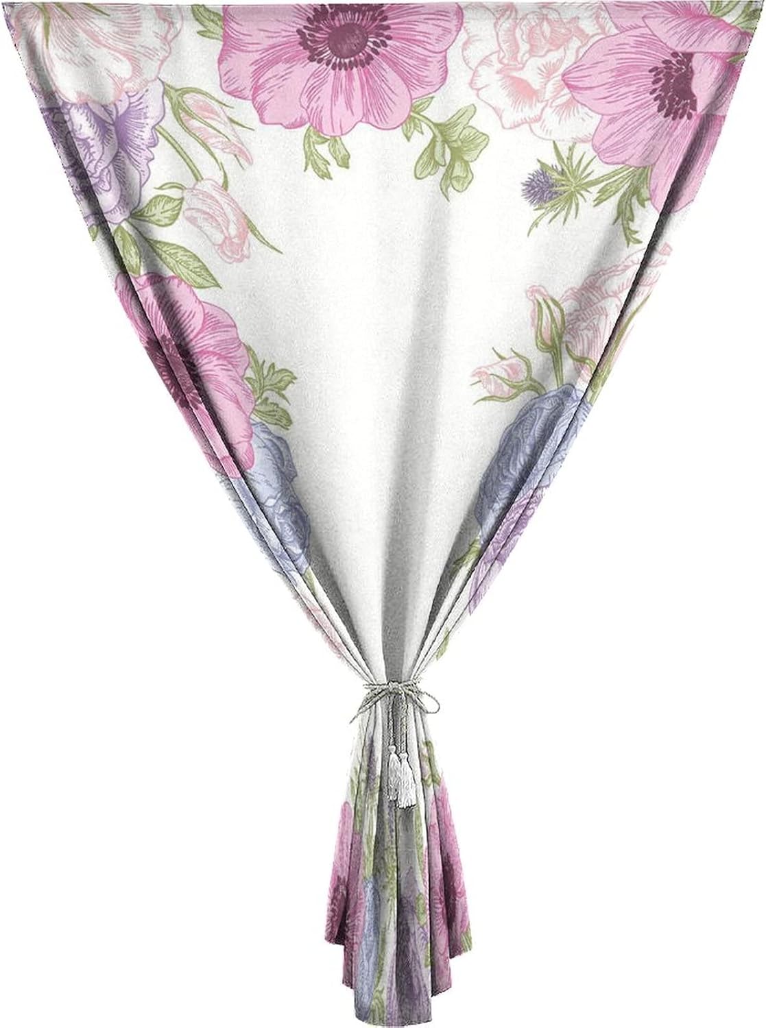 Self Adhesive Portable Blackout Curtains, Flower Room Darkening Curtains, Hand Drawn Framework Fresh Summer Flora Print Temporary Blackout Blinds,59W x72L Inch, for Bathroom Living Room Bedroom