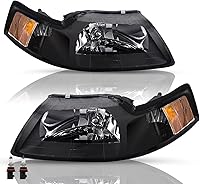 Vista 9 de Juego de faros delanteros para Ford Mustang 2005-2009 para el lado del pasajero y del conductor (carcasa cromada con reflector transparente)