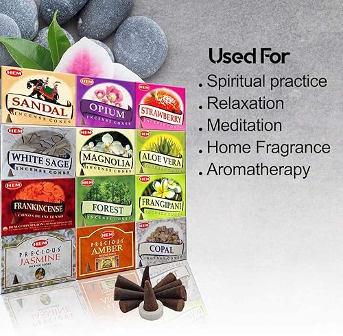 Miniatura 2 de Hem Surtido de conos de incienso – 12 cajas, 10 conos cada uno | Fragancia natural para el hogar, meditación y relajación | Eliminador de olores y
