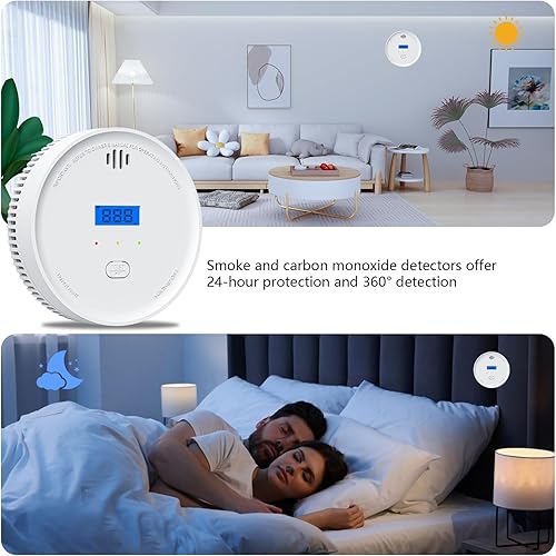 Miniatura 6 de Detector de humo interconectado y detector de monóxido de carbono con indicadores LED, alarma de CO y humo 2 en 1, detectores de humo y monóxido de