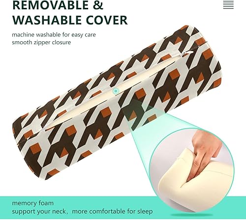 Miniatura 4 de KLL Houndstooth Vintage Texture Yoga Meditation Bolster Pillow Down Neck Roll Pillow Neck Round Pillow Roller Pillow for Neck Round Pillow Covers