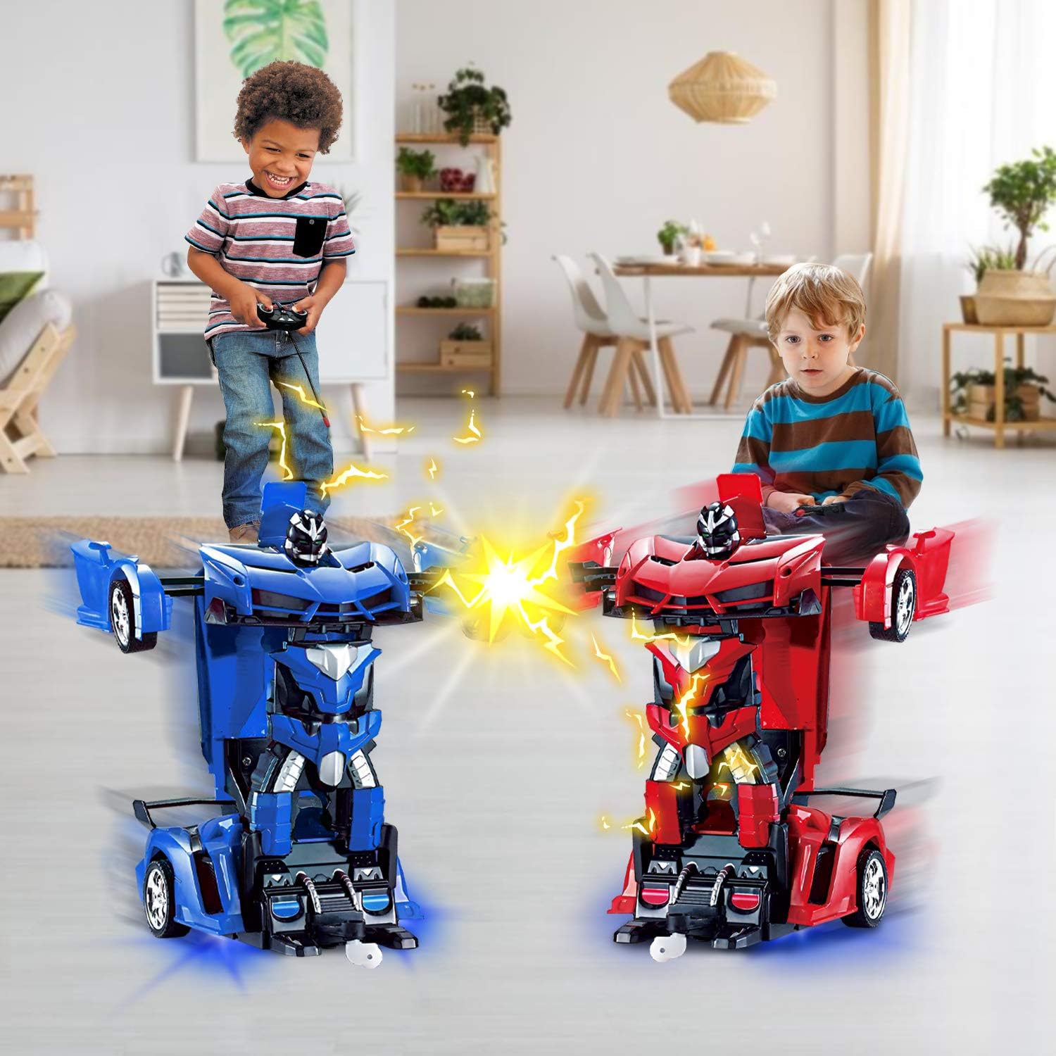 Remote Control Car - Transform Robot Toys for Boys Teens, Rechargeable RC Car with Lights, 2.4Ghz RC Car 1:18 Rechargeable 360° Rotating Race Transform Car Birthday Christmas Gifts for Kids
