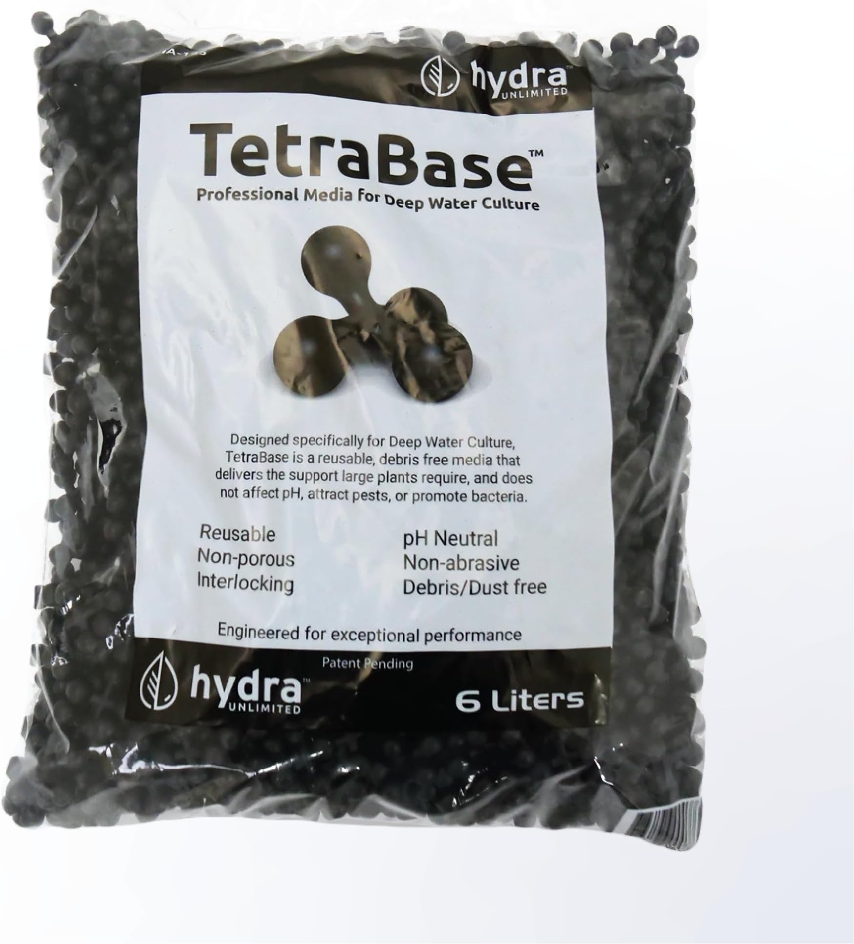 TetraBase Hydroponic Grow Media 1 Liter Bag | Reusable, pH Neutral, Non-Porous, Clean, Interlocking. Deep Water Culture DWC and Recirculating Deep Water Culture RDWC Grow Media (6 Liter)