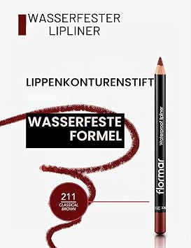 Flormar Waterproof Lip Liner 211 Classical Brown - Long-Lasting Smudge-proof Lip Liner - Creamy Texture for Defined Lips - Suitable for All Skin Tones - Lip Pencil Natural Tone