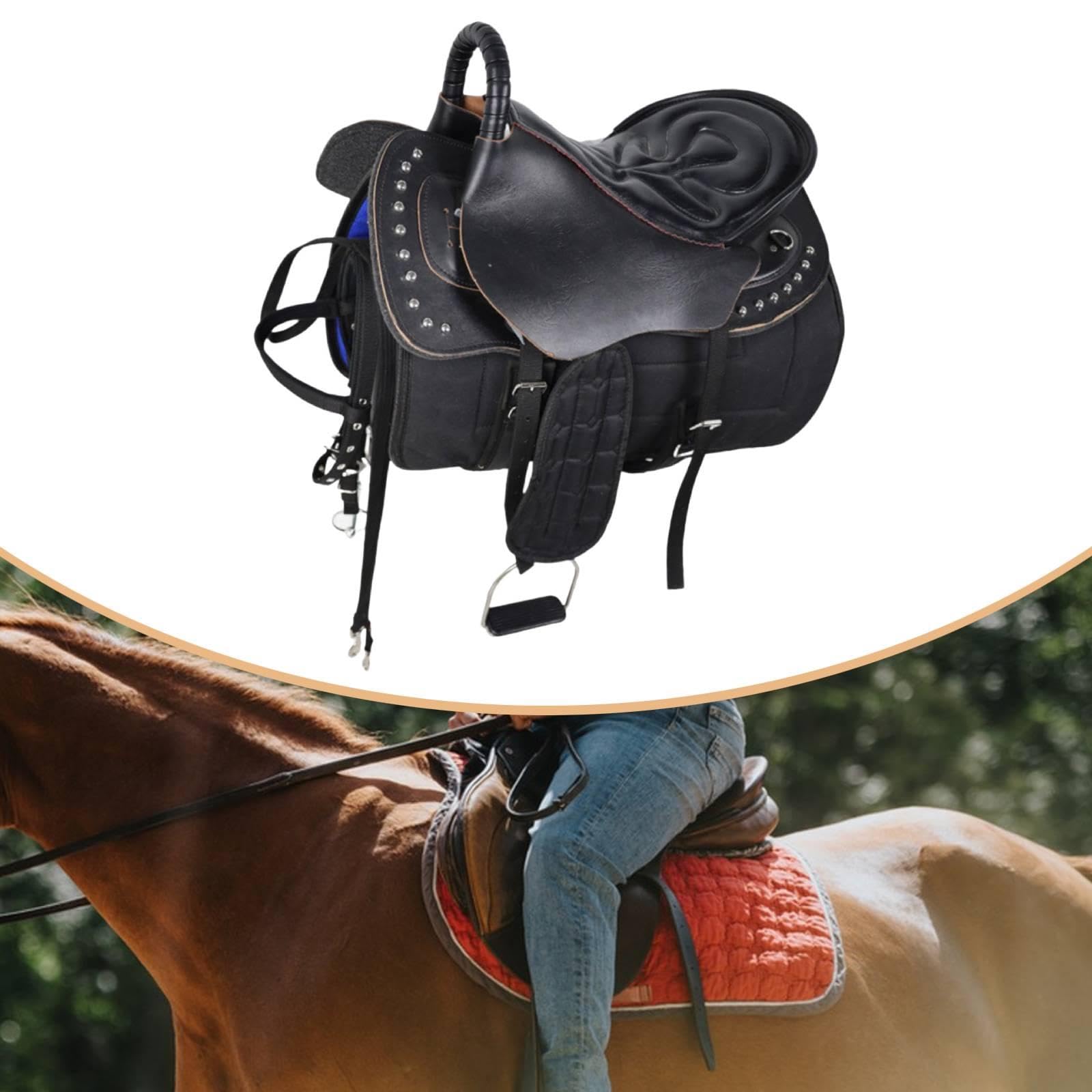 Gralara Juego de Silla de Montar para Caballo, Asiento de Equitación, Cómodo, Resistente Al Desgaste, Accesorios Deportivos, Cojín Antideslizante Práctico, Eq