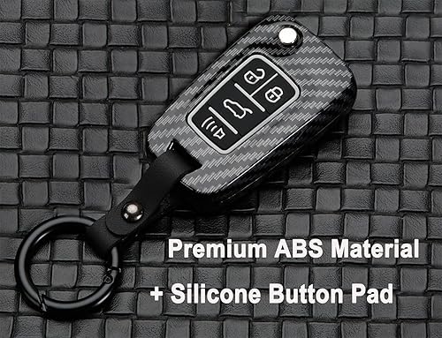 Vista 13 de Funda para llavero de automóvil con control remoto sin llave para Chevy Cruze Equinox Impala, Malibu, Sonic Spark Volt Camaro con patrón de fibra