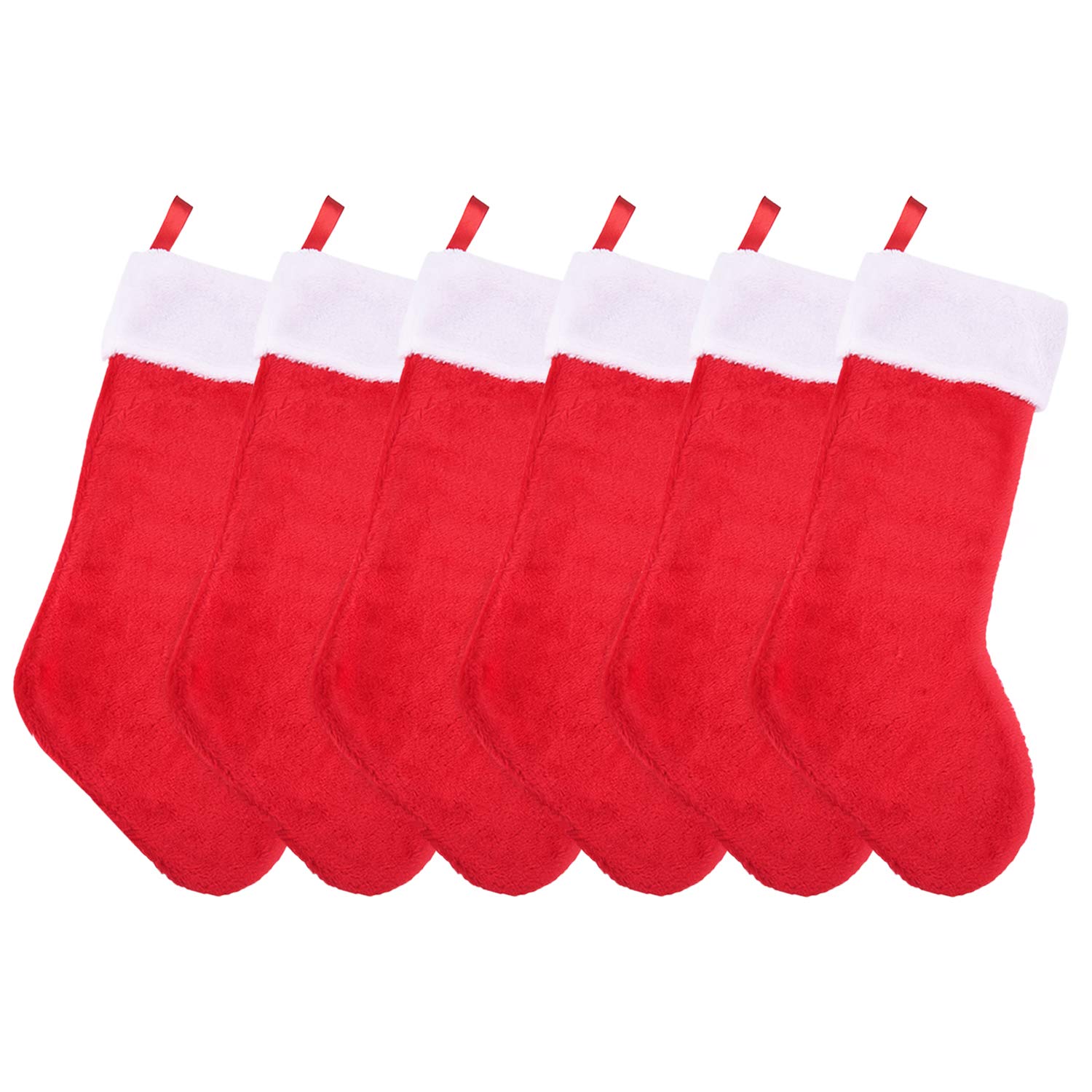 Weihnachtsstrümpfe, rot und weiß, Plüsch, Kamin, hängende Samtstrümpfe für Weihnachtsdekoration, 50,8 cm