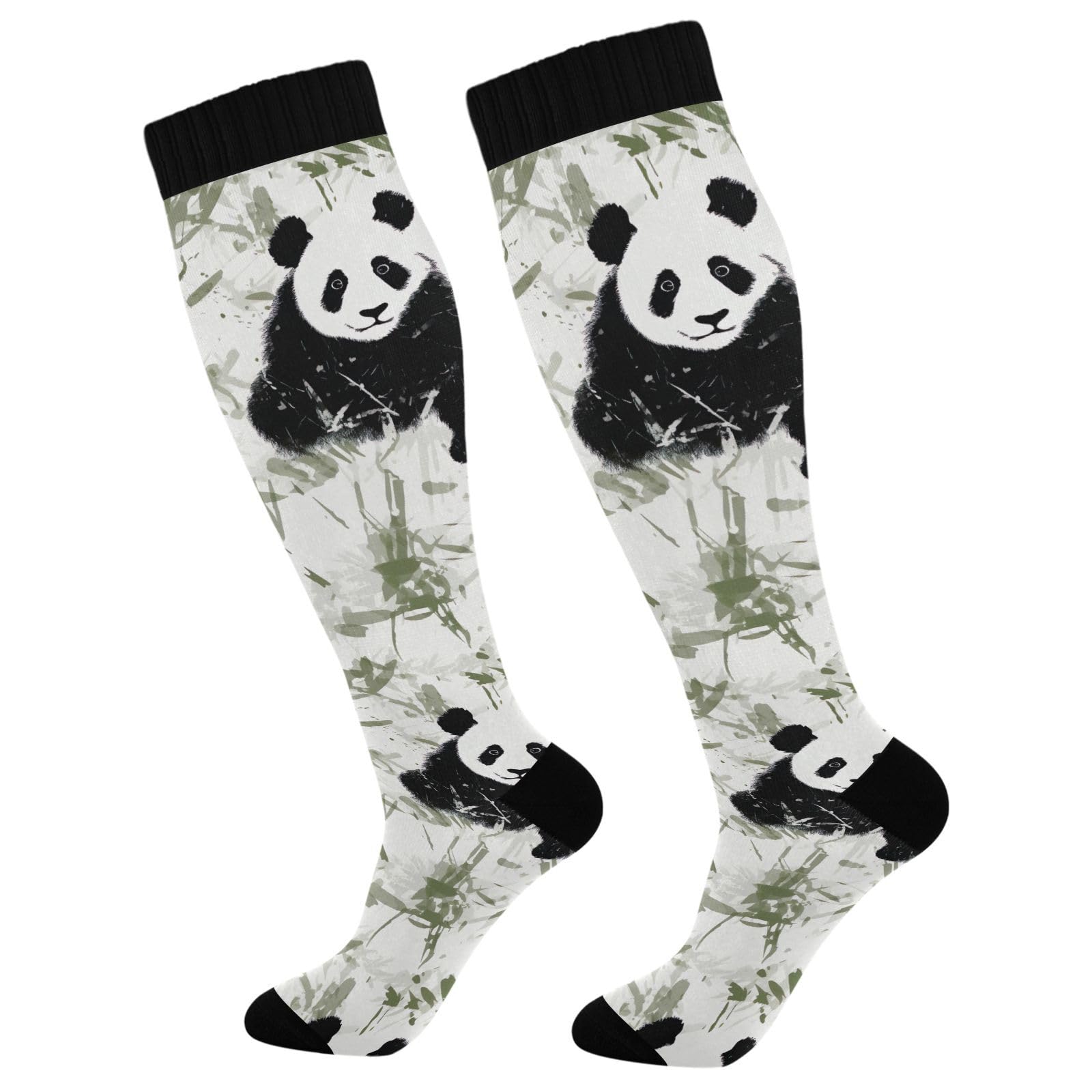 J JOYSAY Pandas Cute Compression Socks for Women Men Knee High Crew Socks for Running Work