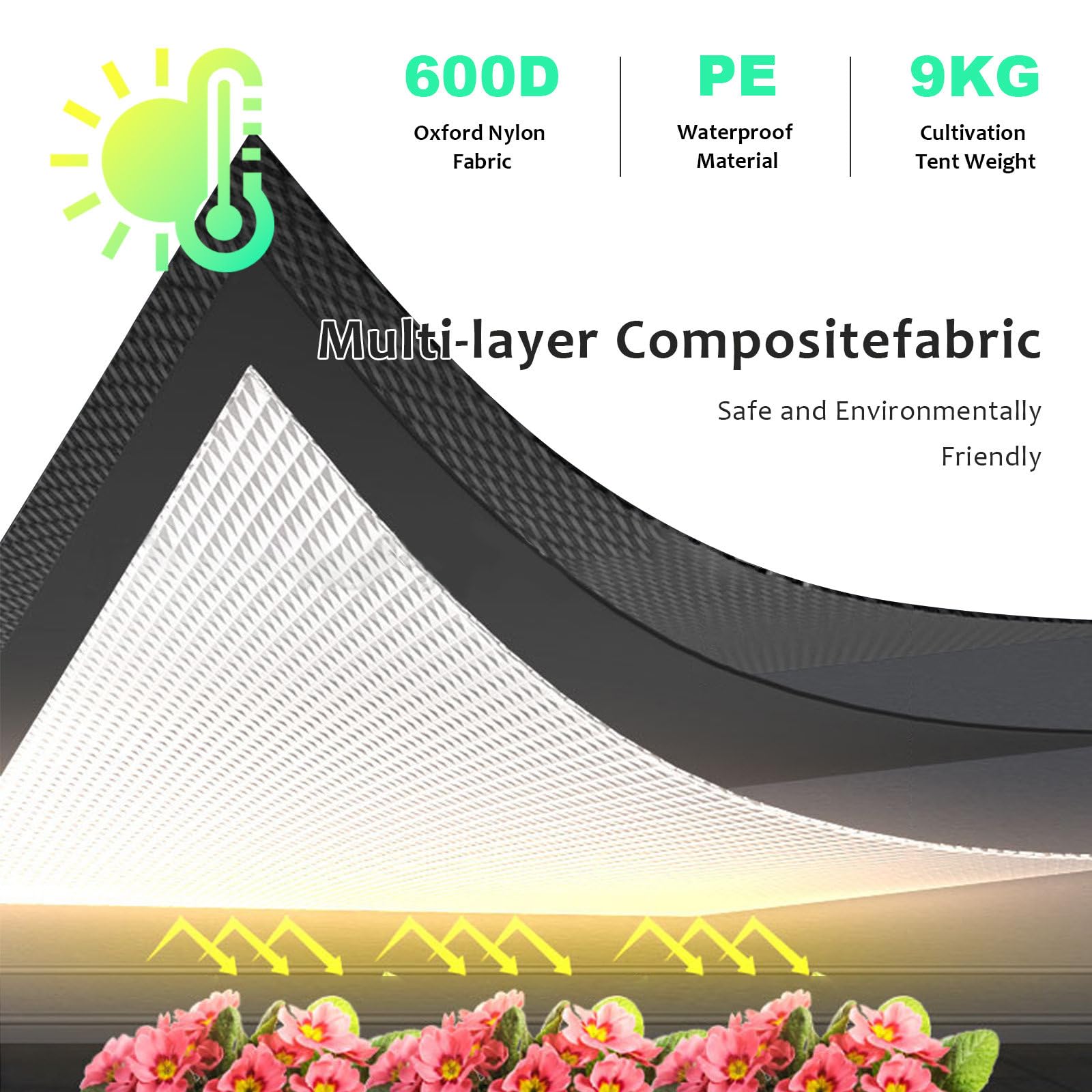 Kit completo de tienda de cultivo para interiores con doble puerta de visualización y tela altamente reflectante